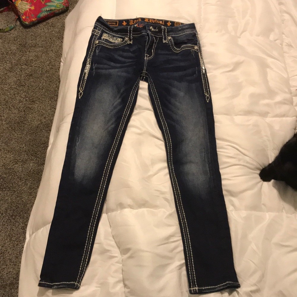 rock revival skinny jeans distressed